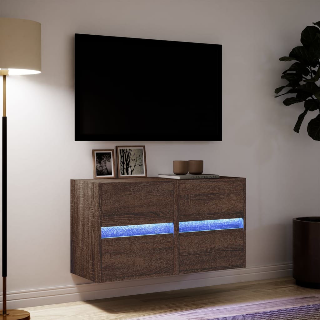 TV-Wandschränke LED-Beleuchtung 2 Stk. Eichen-Optik 41x31x45 cm