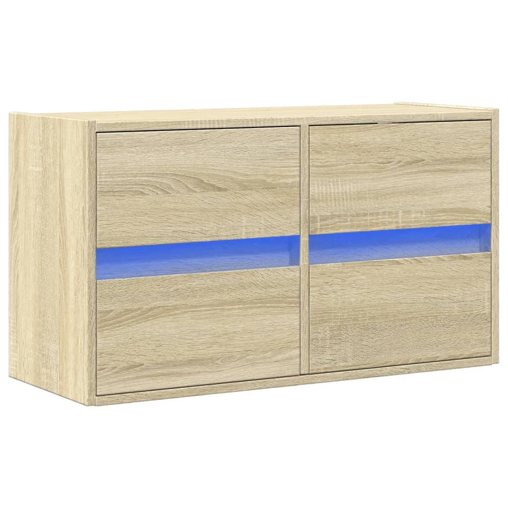 TV-Wandschrank mit LED-Beleuchtung Sonoma-Eiche 80x31x45 cm