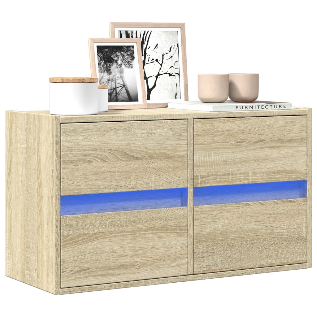 TV-Wandschrank mit LED-Beleuchtung Sonoma-Eiche 80x31x45 cm