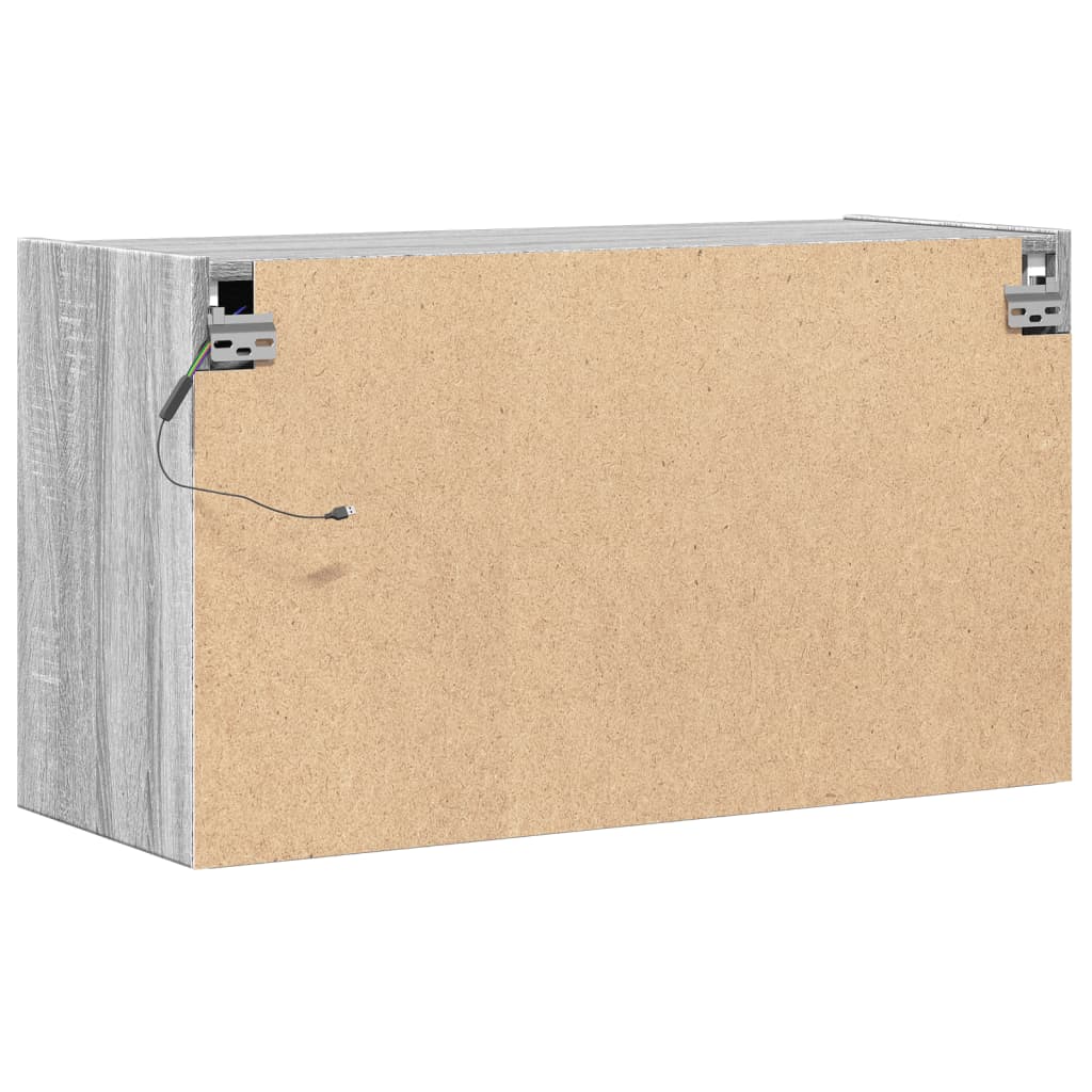 TV-Wandschrank mit LED-Beleuchtung Grau Sonoma 80x31x45 cm