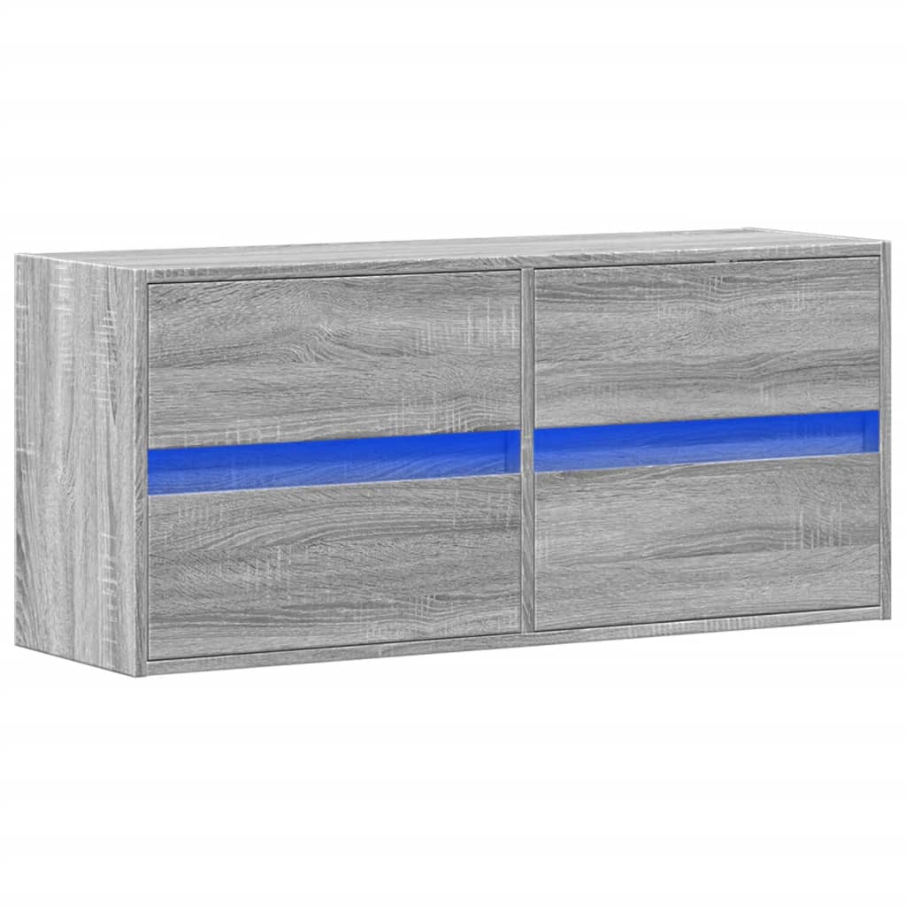 TV-Wandschrank mit LED-Beleuchtung Grau Sonoma 100x31x45 cm