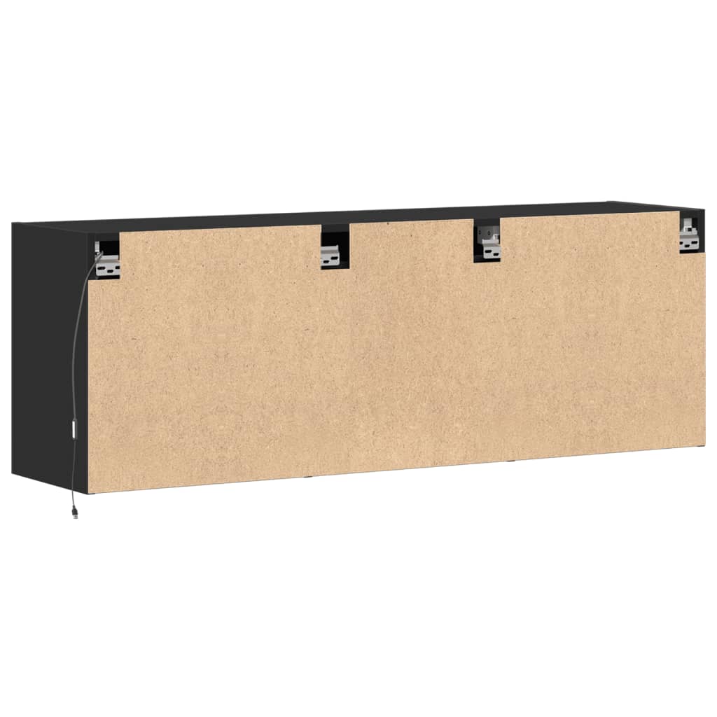 TV-Wandschrank mit LED-Beleuchtung Schwarz 130x31x45 cm