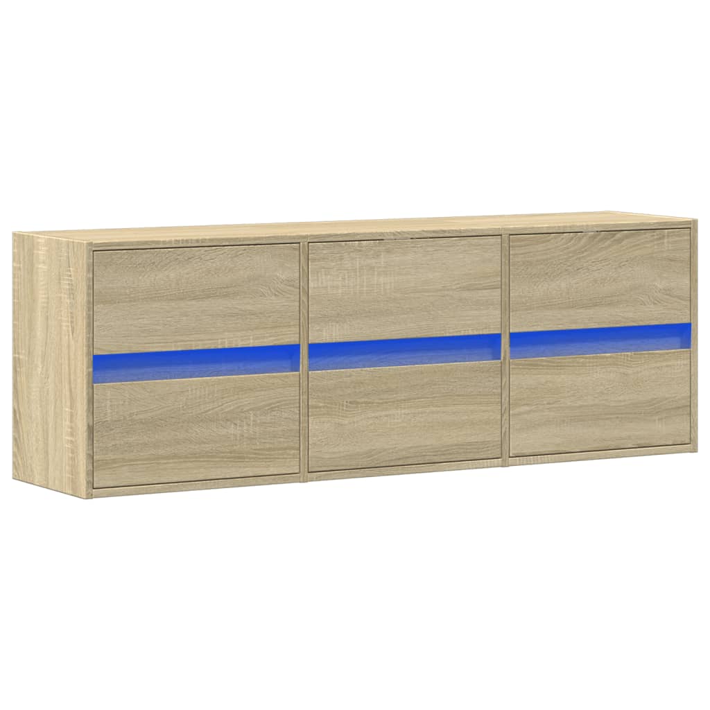 TV-Wandschrank mit LED-Beleuchtung Sonoma-Eiche 130x31x45 cm