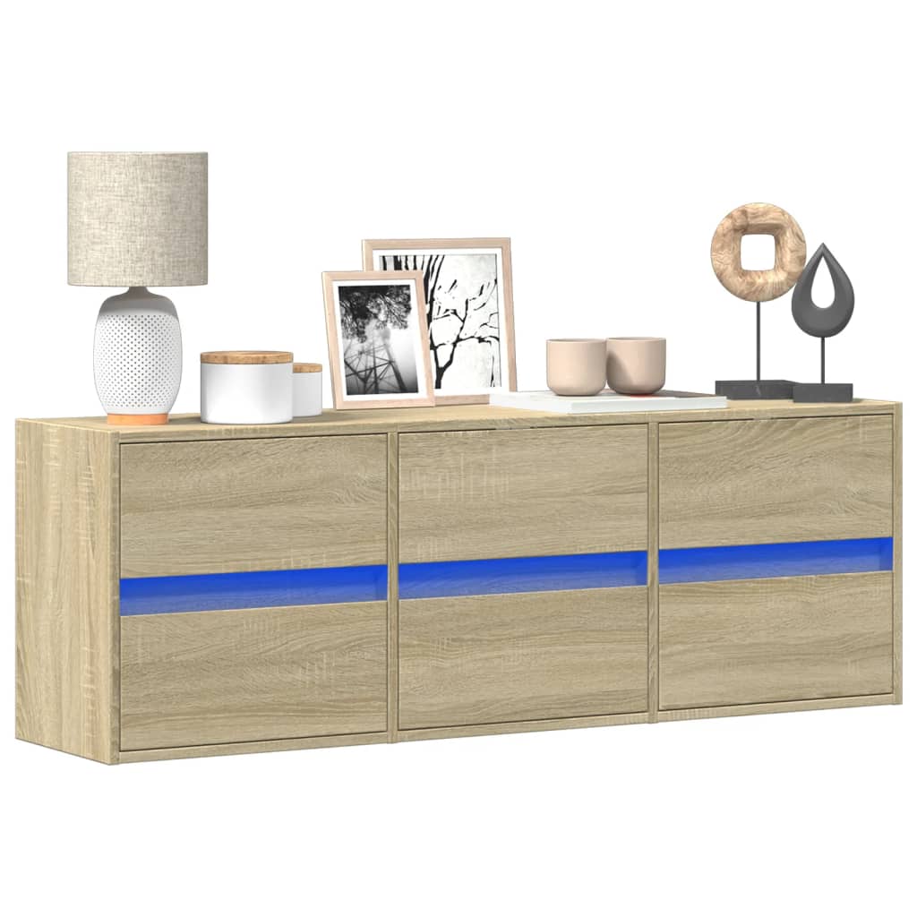 TV-Wandschrank mit LED-Beleuchtung Sonoma-Eiche 130x31x45 cm