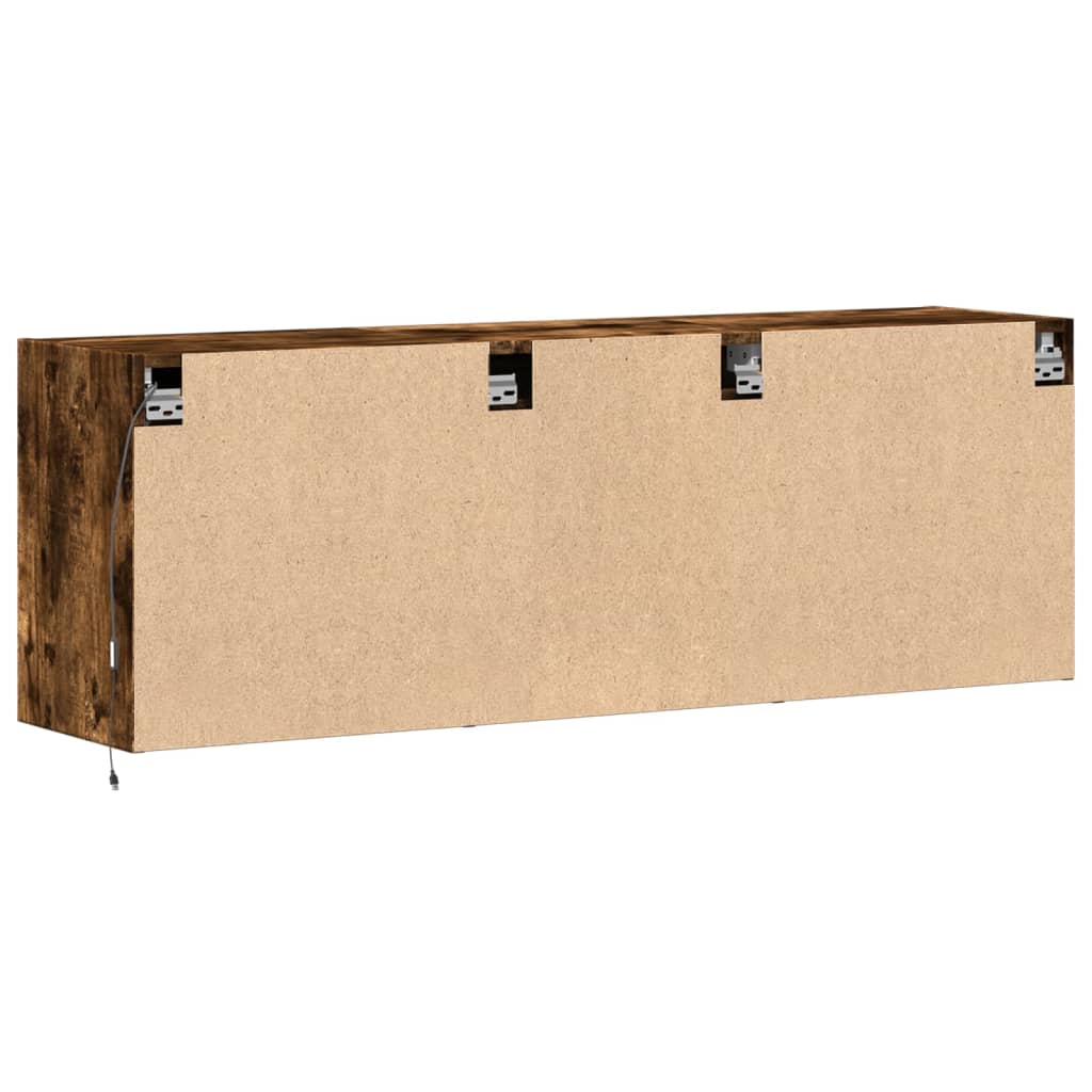 TV-Wandschrank mit LED-Beleuchtung Räuchereiche 130x31x45 cm