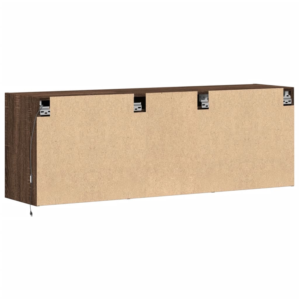 TV-Wandschrank LED-Beleuchtung Braun Eichen-Optik 130x31x45 cm