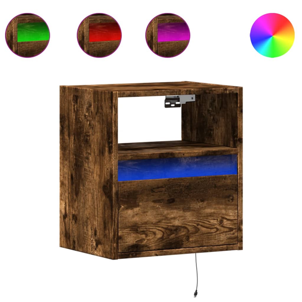 TV-Wandschrank mit LED-Beleuchtung Räuchereiche 41x31x45 cm