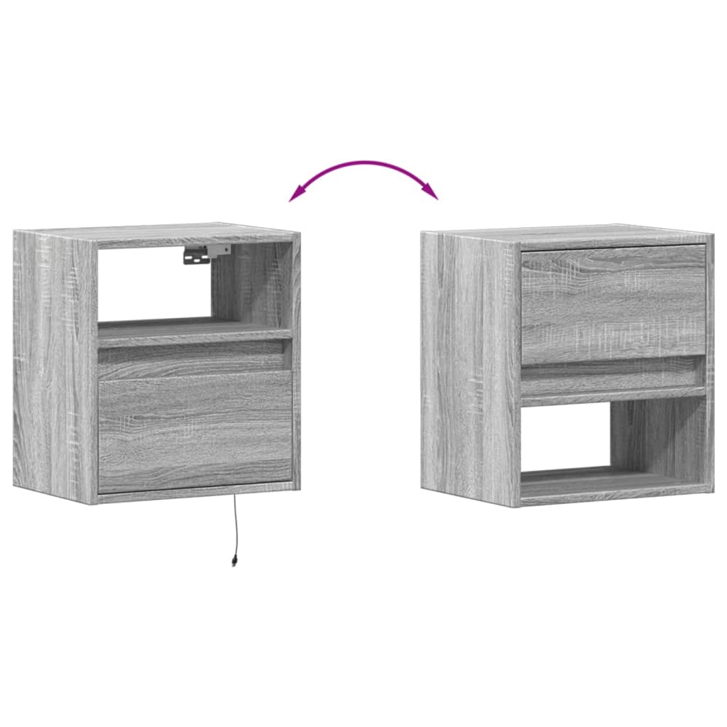 TV-Wandschrank mit LED-Beleuchtung Grau Sonoma 41x31x45 cm