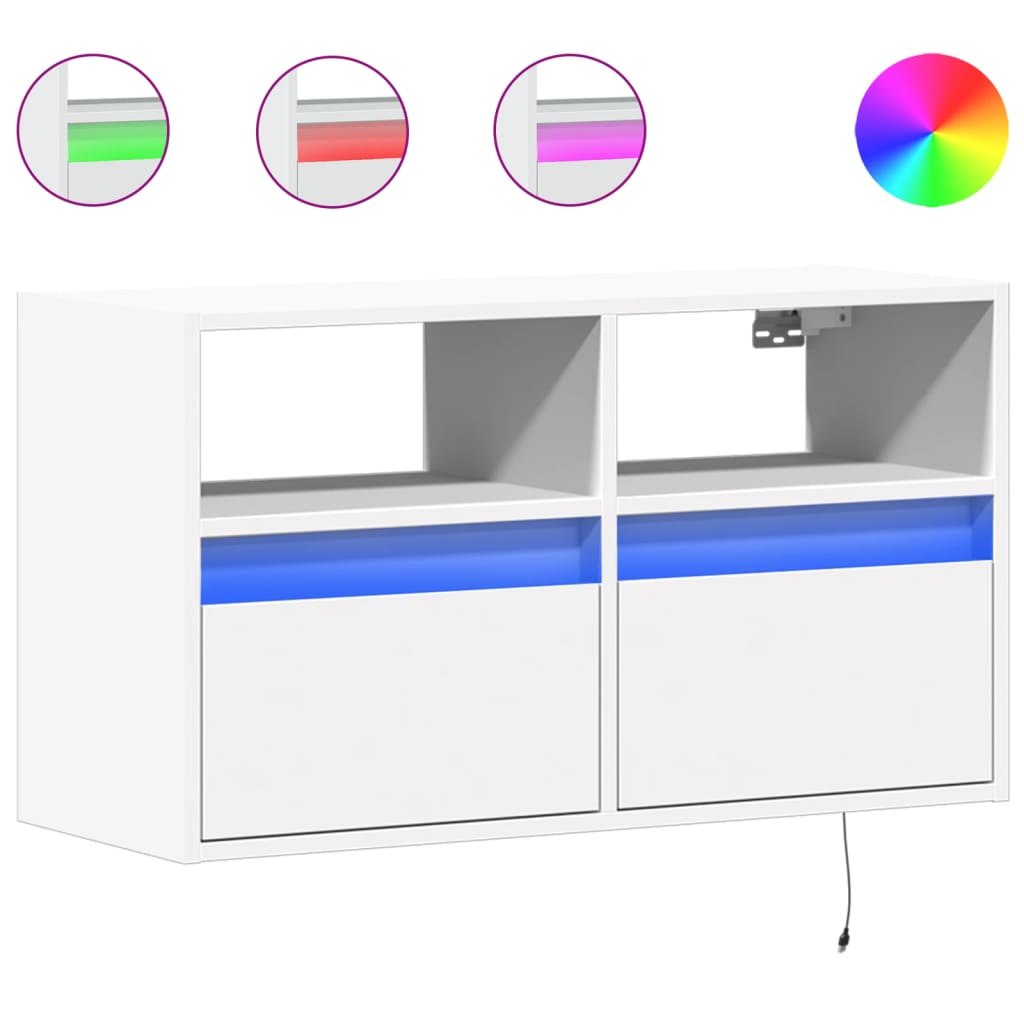 TV-Wandschrank mit LED-Beleuchtung Weiß 80x31x45 cm