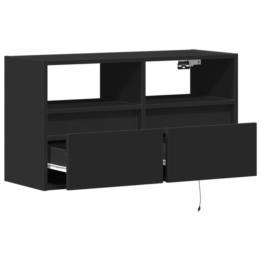 TV-Wandschrank mit LED-Beleuchtung Schwarz 80x31x45 cm