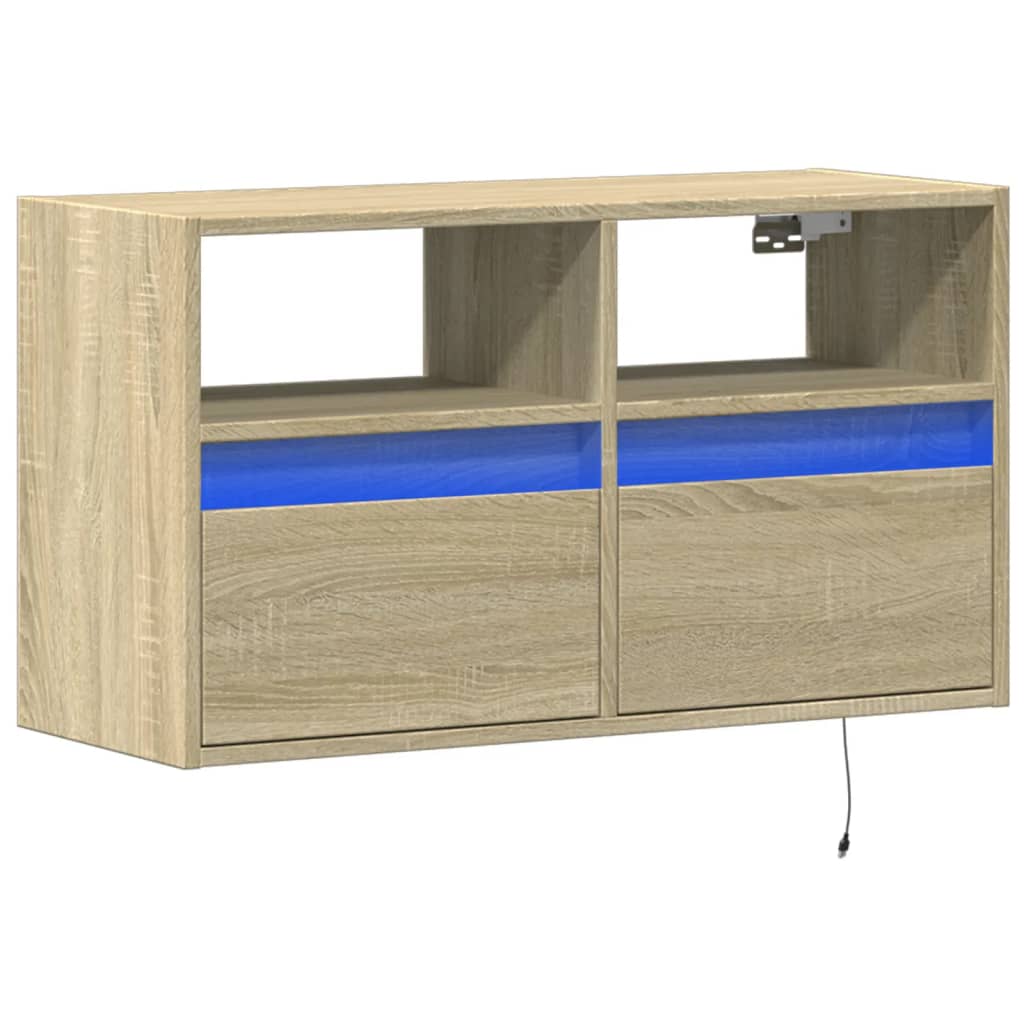 TV-Wandschrank mit LED-Beleuchtung Sonoma-Eiche 80x31x45 cm