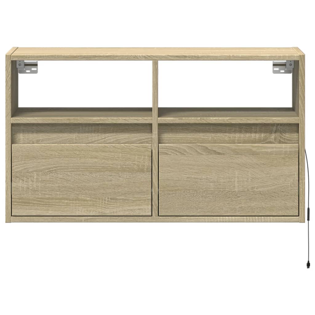 TV-Wandschrank mit LED-Beleuchtung Sonoma-Eiche 80x31x45 cm