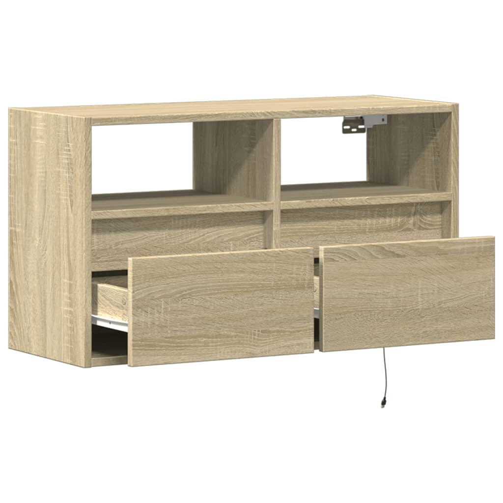 TV-Wandschrank mit LED-Beleuchtung Sonoma-Eiche 80x31x45 cm