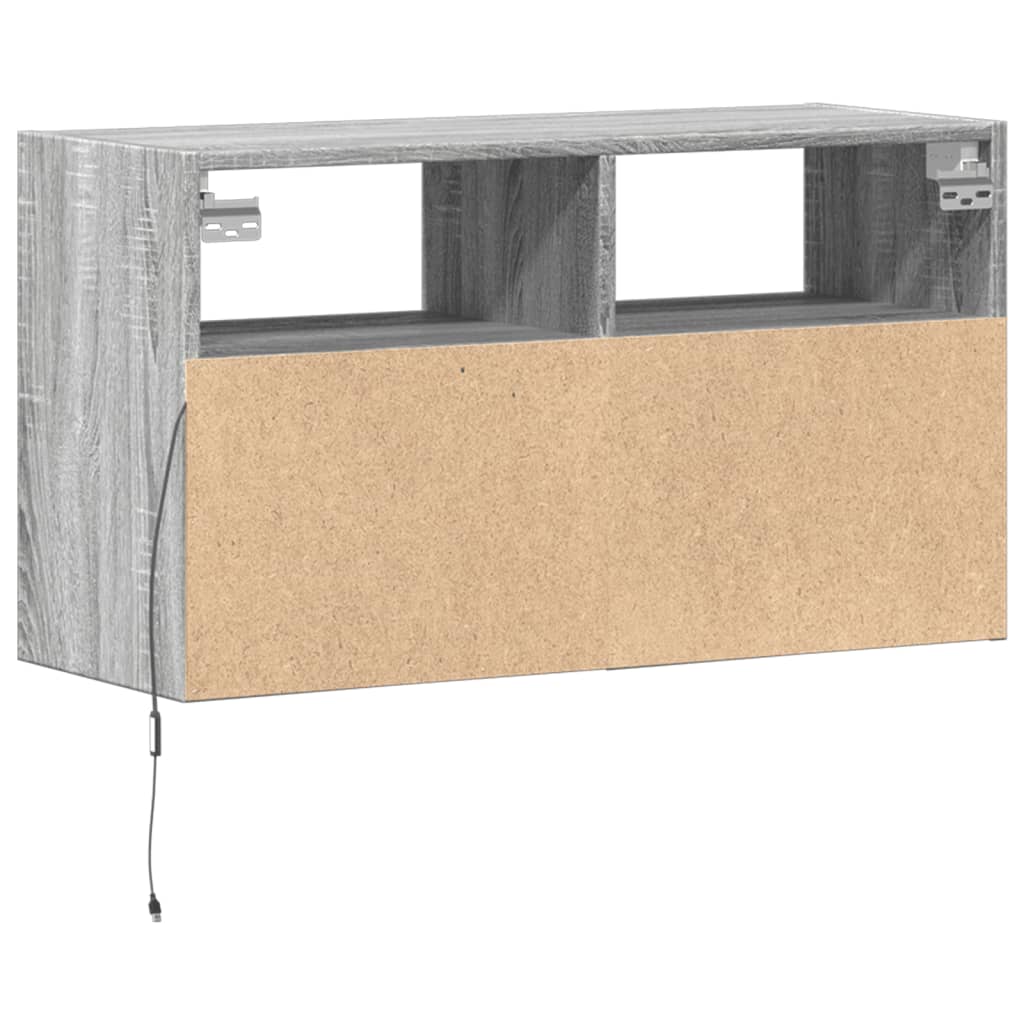 TV-Wandschrank mit LED-Beleuchtung Grau Sonoma 80x31x45 cm