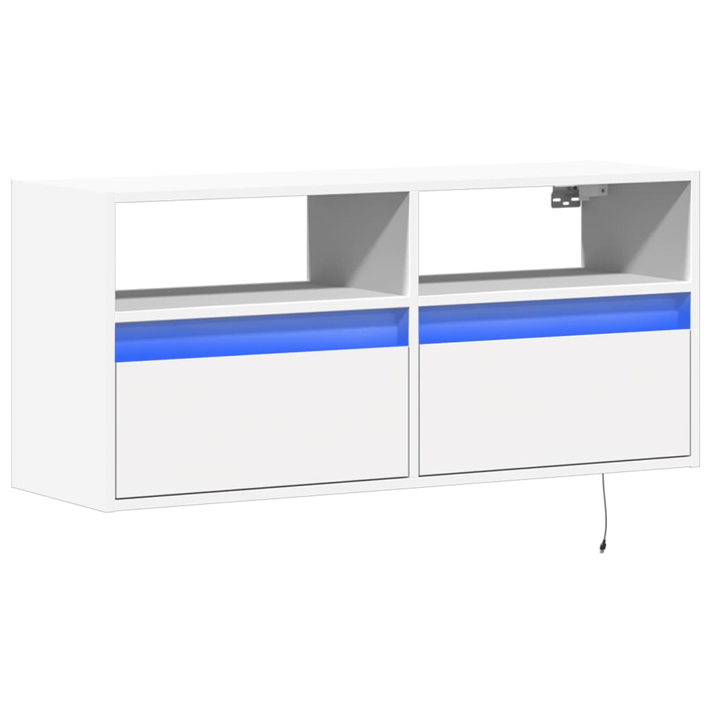 TV-Wandschrank mit LED-Beleuchtung Weiß 100x31x45 cm