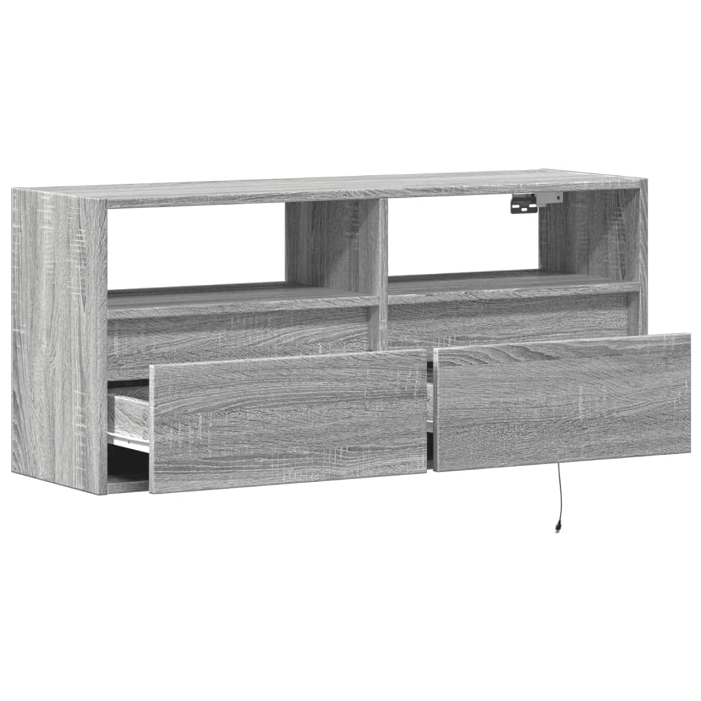 TV-Wandschrank mit LED-Beleuchtung Grau Sonoma 100x31x45 cm