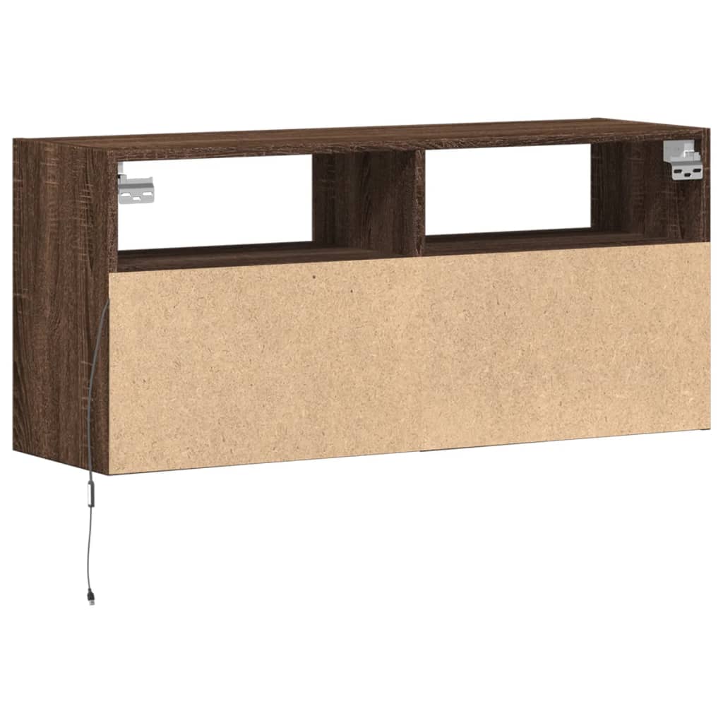 TV-Wandschrank LED-Beleuchtung Braun Eichen-Optik 100x31x45 cm