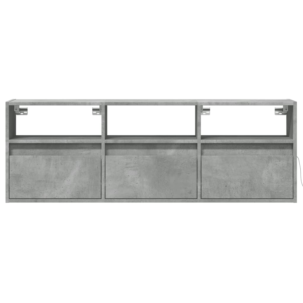 TV-Wandschrank mit LED-Beleuchtung Betongrau 130x31x45 cm