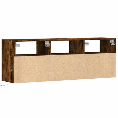 TV-Wandschrank mit LED-Beleuchtung Räuchereiche 130x31x45 cm