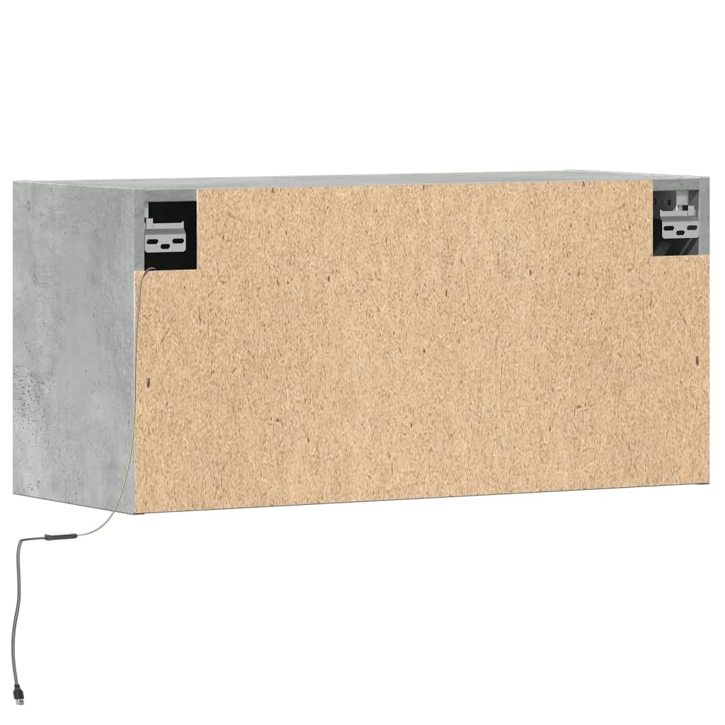 TV-Wandschrank mit LED-Beleuchtung Betongrau 80x31x38 cm