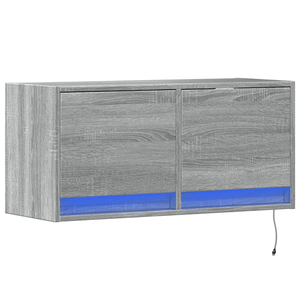 TV-Wandschrank mit LED-Beleuchtung Grau Sonoma 80x31x38 cm