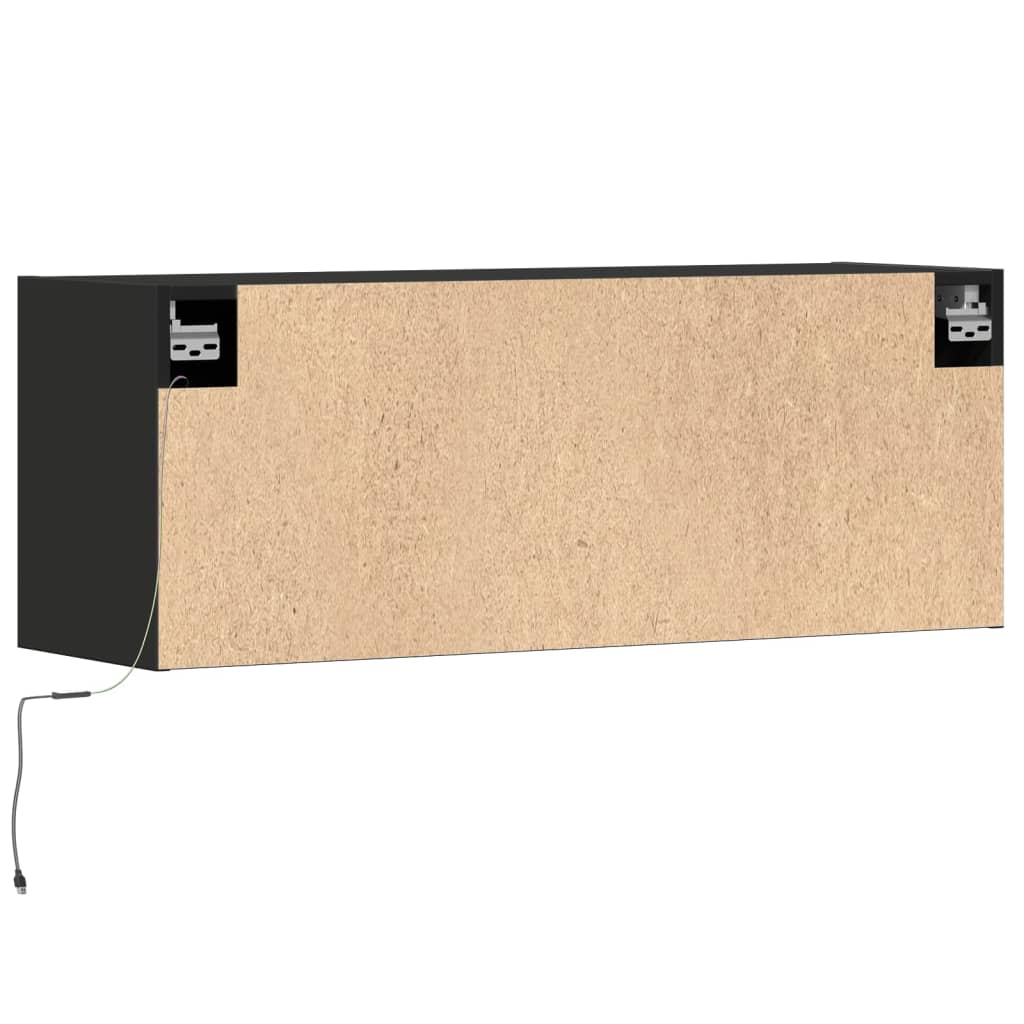 TV-Wandschrank mit LED-Beleuchtung Schwarz 100x31x35 cm