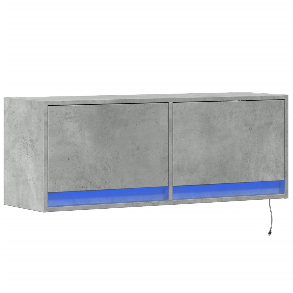 TV-Wandschrank mit LED-Beleuchtung Betongrau 100x31x35 cm