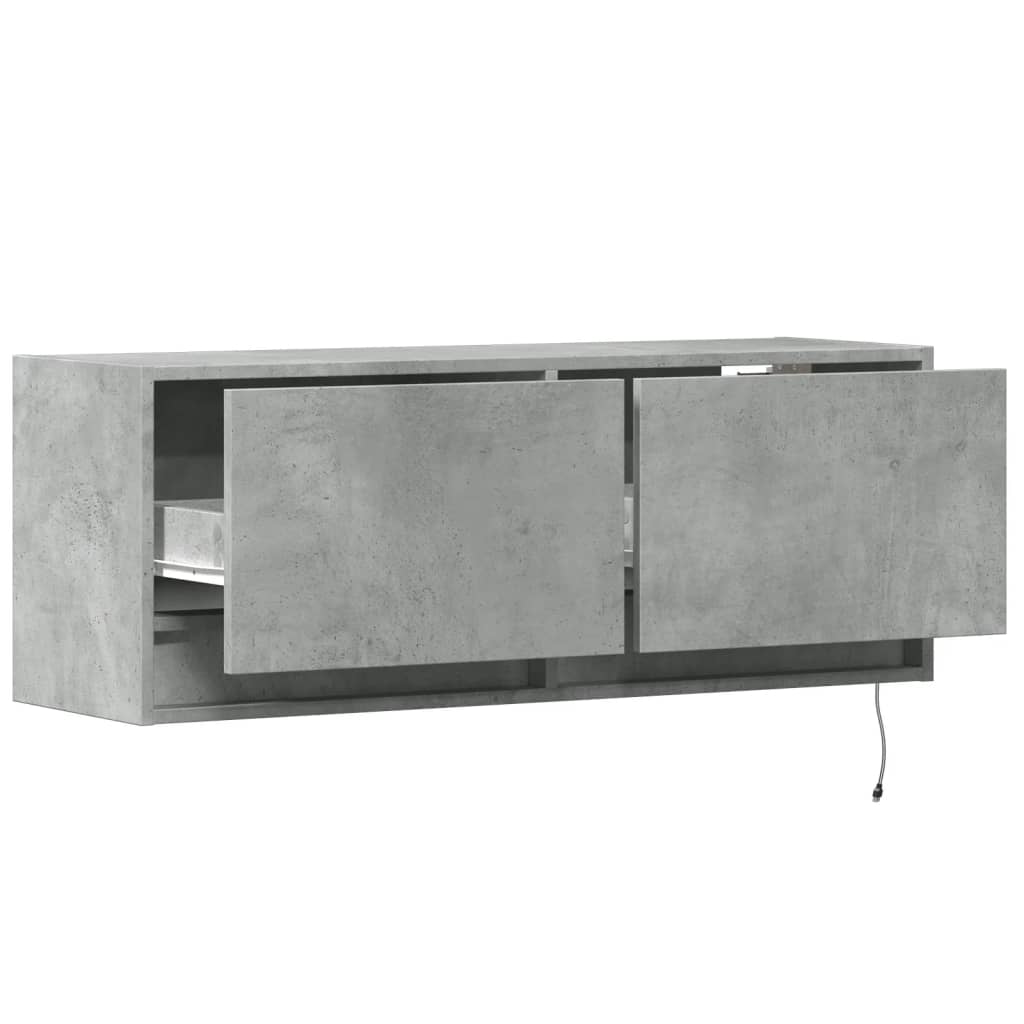 TV-Wandschrank mit LED-Beleuchtung Betongrau 100x31x35 cm