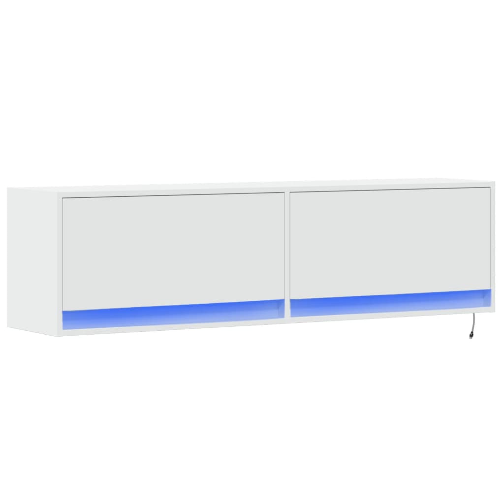 TV-Wandschrank mit LED-Beleuchtung Weiß 140x31x38 cm