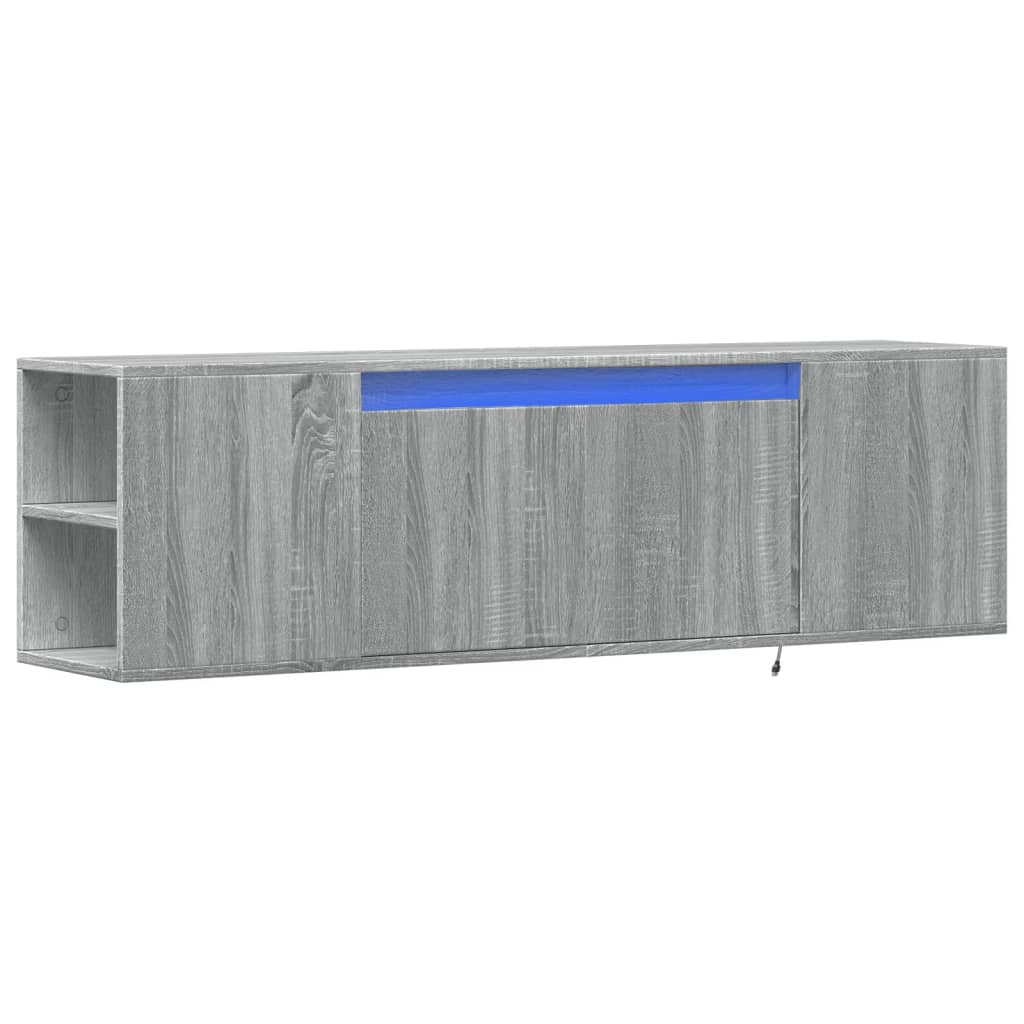 TV-Wandschrank mit LED-Beleuchtung Grau Sonoma 135x31x39,5 cm