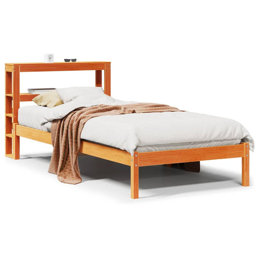 Bettgestell mit Kopfteil ohne Matratze Wachsbraun 75x190 cm