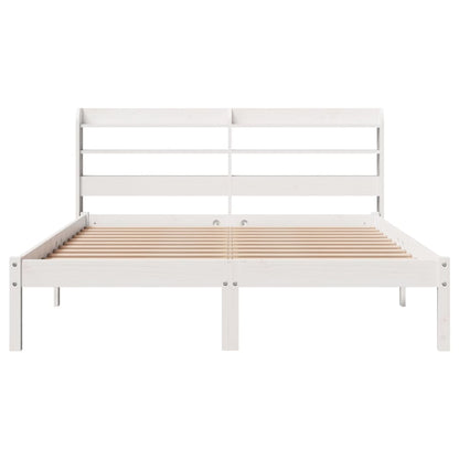 Massivholzbett ohne Matratze Weiß 135x190 cm Kiefernholz