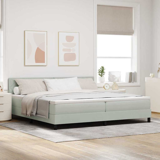 Boxspringbett mit Matratze Hellgrau 200 x 200 cm Stoff