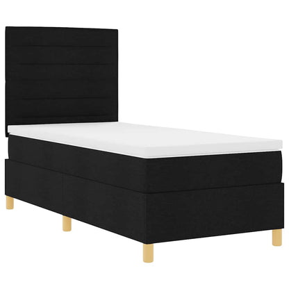 Boxspringbett mit Kopfteil Schwarz 100 x 200 cm Stoff