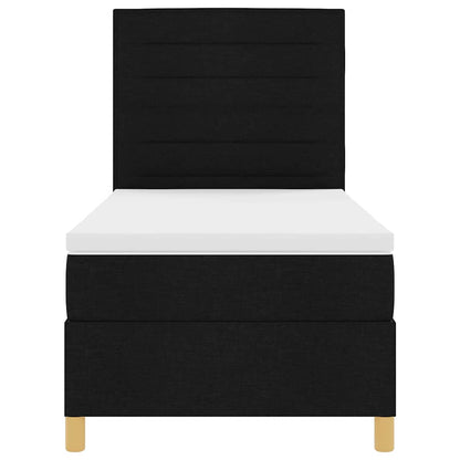 Boxspringbett mit Kopfteil Schwarz 100 x 200 cm Stoff