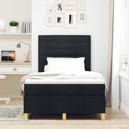 Boxspringbett mit Kopfteil Schwarz 120 x 190 cm Stoff