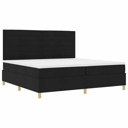 Boxspringbett mit Kopfteil Schwarz 200 x 200 cm Stoff