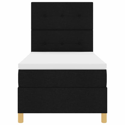 Boxspringbett mit Kopfteil Schwarz 100 x 200 cm Stoff