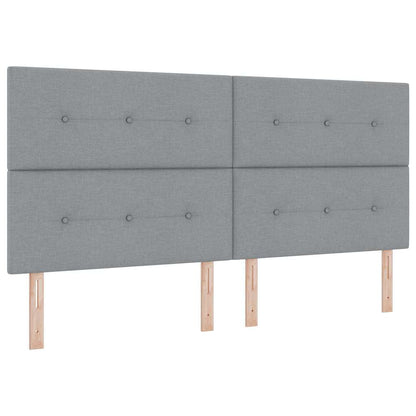 Boxspringbett mit Kopfteil Hellgrau 200 x 200 cm Stoff