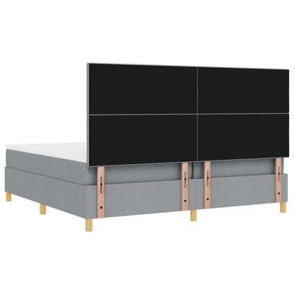 Boxspringbett mit Kopfteil Hellgrau 200 x 200 cm Stoff