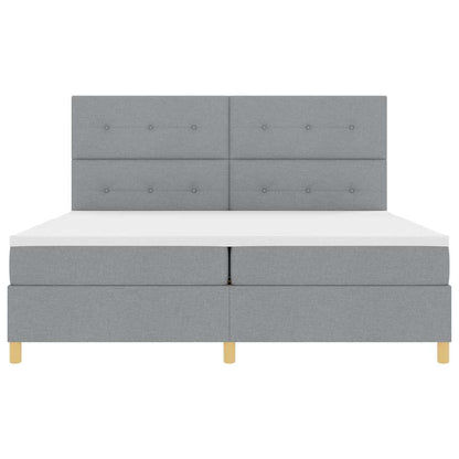 Boxspringbett mit Kopfteil Hellgrau 200 x 200 cm Stoff
