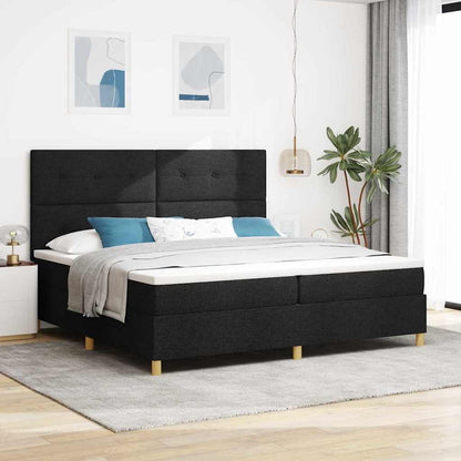 Boxspringbett mit Kopfteil Schwarz 200 x 200 cm Stoff