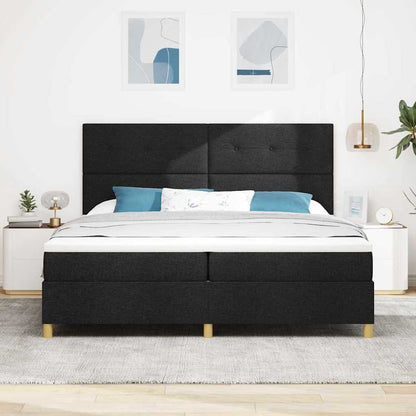 Boxspringbett mit Kopfteil Schwarz 200 x 200 cm Stoff