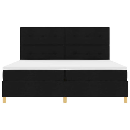 Boxspringbett mit Kopfteil Schwarz 200 x 200 cm Stoff