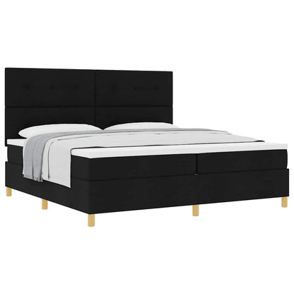 Boxspringbett mit Kopfteil Schwarz 200 x 200 cm Stoff