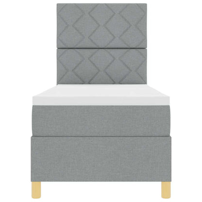 Boxspringbett mit Kopfteil Hellgrau 80 x 200 cm Stoff