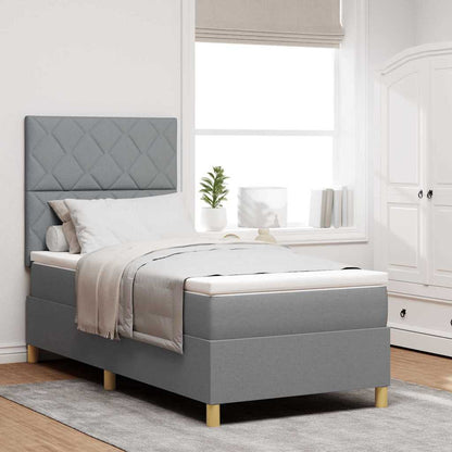 Boxspringbett mit Kopfteil Hellgrau 90 x 190 cm Stoff