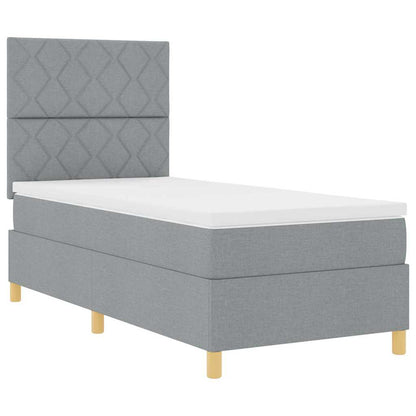 Boxspringbett mit Kopfteil Hellgrau 90 x 190 cm Stoff