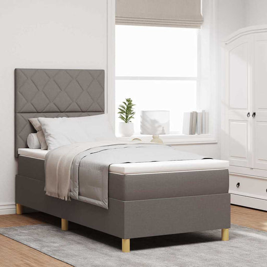 Boxspringbett mit Kopfteil Taupe 90 x 190 cm Stoff