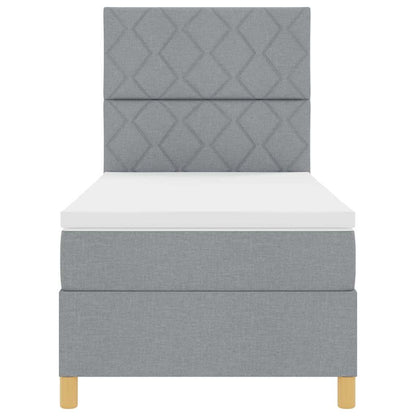 Boxspringbett mit Kopfteil Hellgrau 90 x 200 cm Stoff